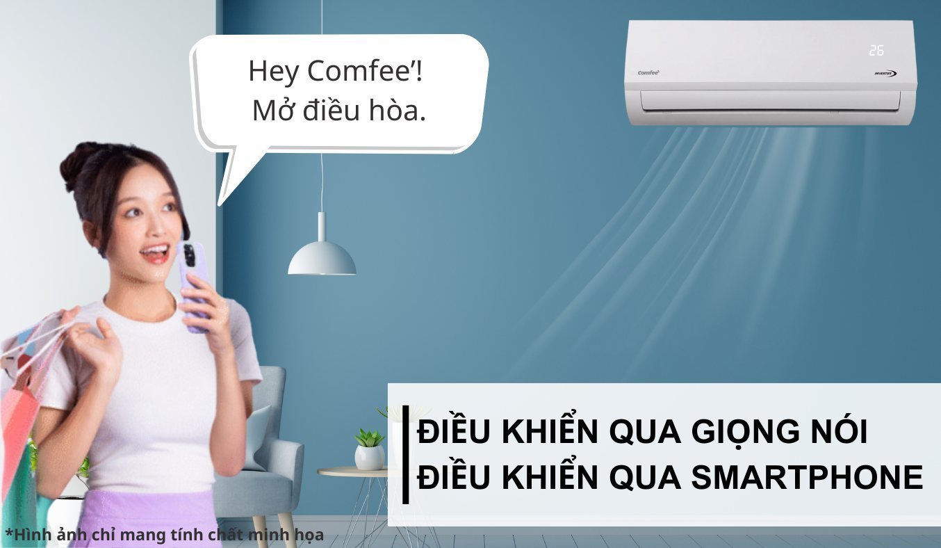 Máy lạnh Comfee Inverter 2.5 HP CFS-25VAF Điều khiển bằng giọng nói AI Cool & điều khiển từ xa qua Smartphone