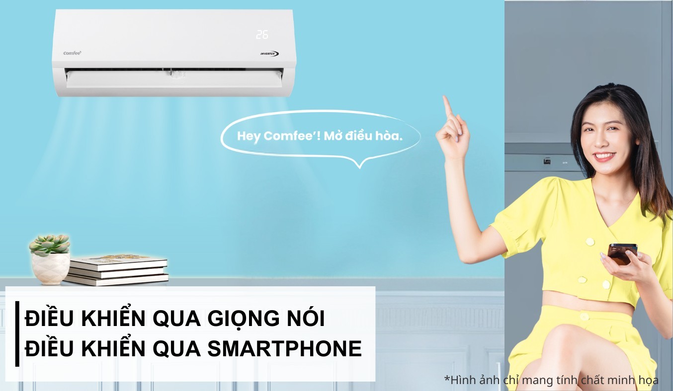 Máy lạnh Comfee Inverter 1 HP CFS-10VAFF-V Điều khiển bằng giọng nói AI Cool & điều khiển từ xa qua Smartphone