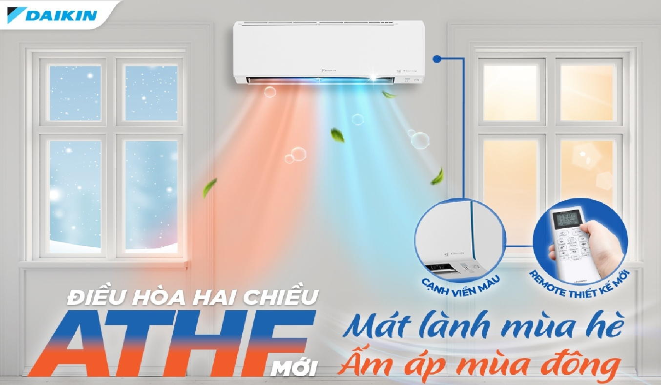Máy lạnh Daikin Inverter 1.5 HP ATHF35XVMV - Thiết kế viền màu mới