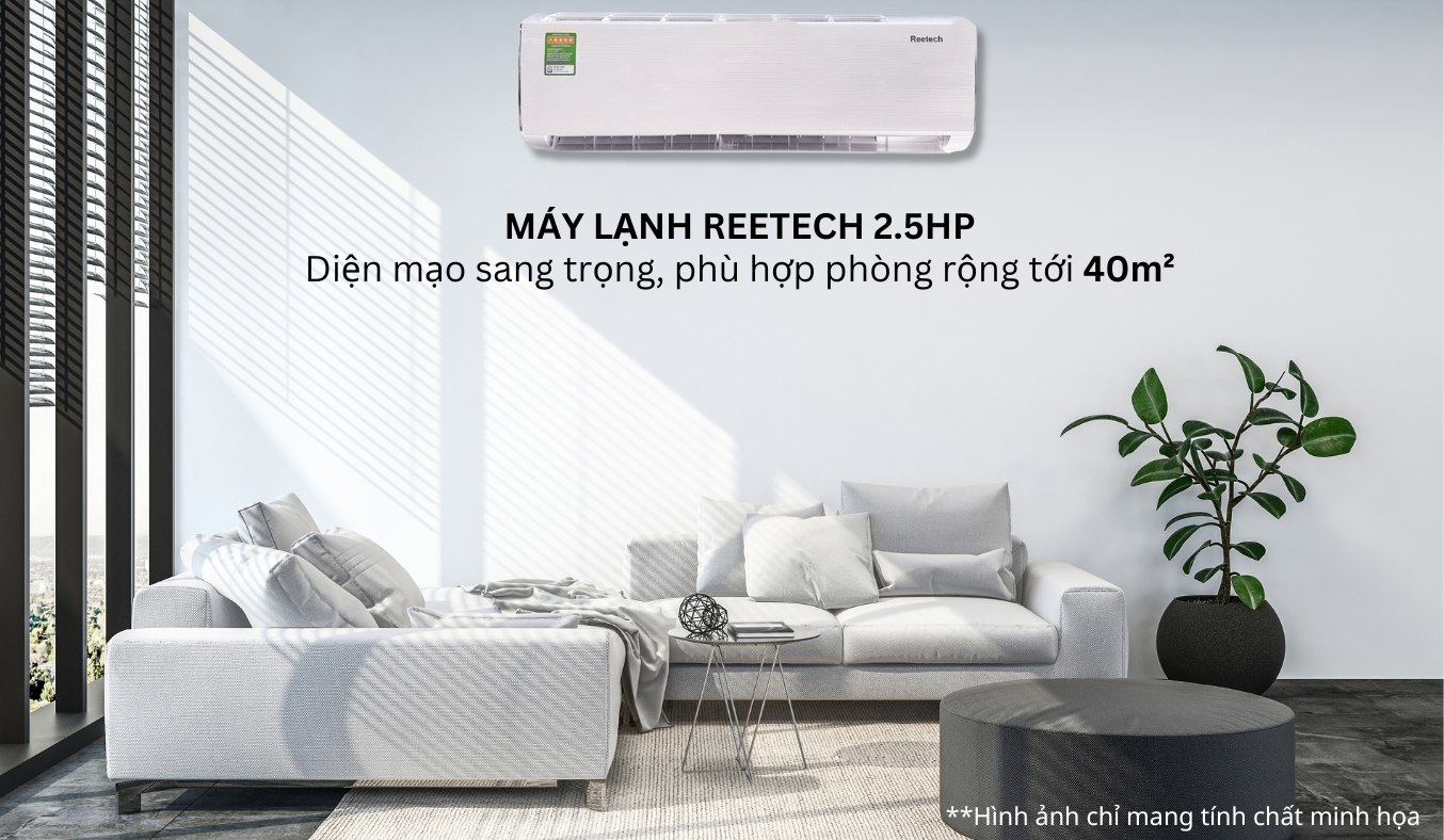 Máy lạnh Reetech 2.5 HP RT24-TB-BT/RC24-TB-BT thiết kế sang trọng