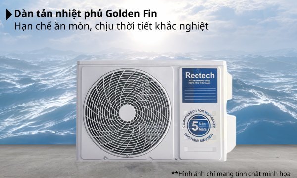 Máy lạnh Reetech 2.5 HP RT24-TB-BT/RC24-TB-BT dàn tản nhiệt mạ vàng