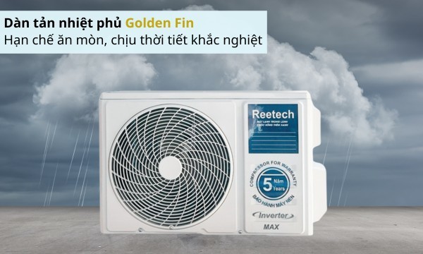 Máy lạnh Reetech Inverter 1 HP RTV9-TC-BI/RCV9-TC-BI Max dàn tản nhiệt mạ vàng