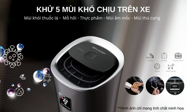 Máy lọc không khí ô tô Sharp IG-NX2E-B Khử 5 mùi khó chịu thường thấy trên ô tô