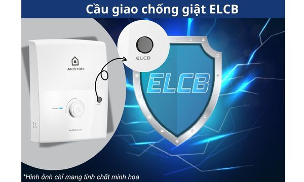 Máy nước nóng Ariston AURES EASY 3.5 Cầu giao chống giật ELCB ngắt nguồn điện