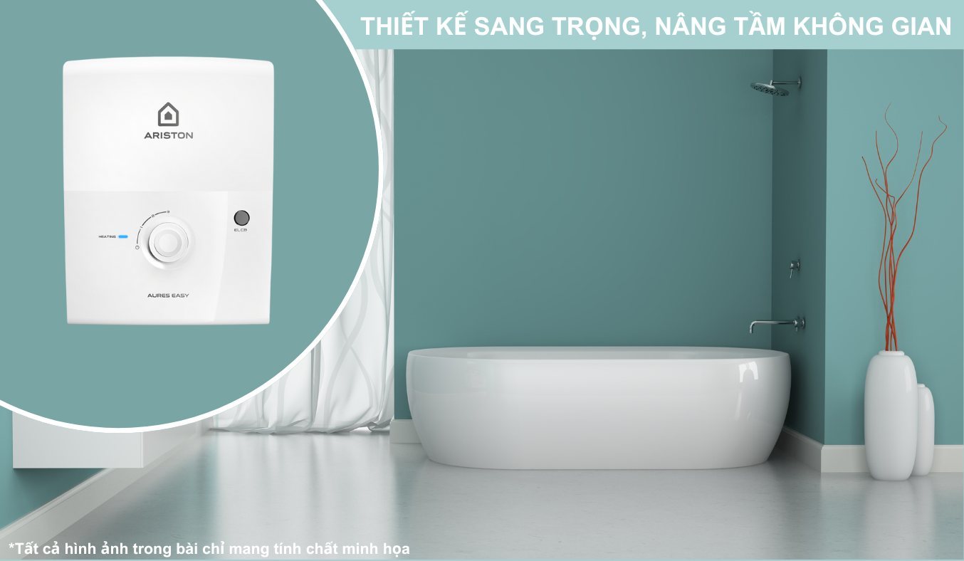 Máy nước nóng Ariston AURES EASY 3.5 Thiết kế nhỏ gọn sang trọng