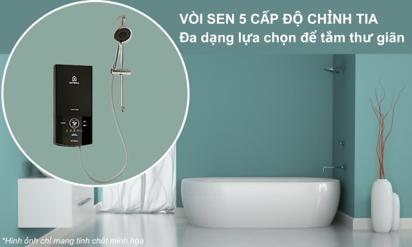 Máy nước nóng Ariston AURES Top 4.5P Có kèm vòi sen 1 cấp độ phun