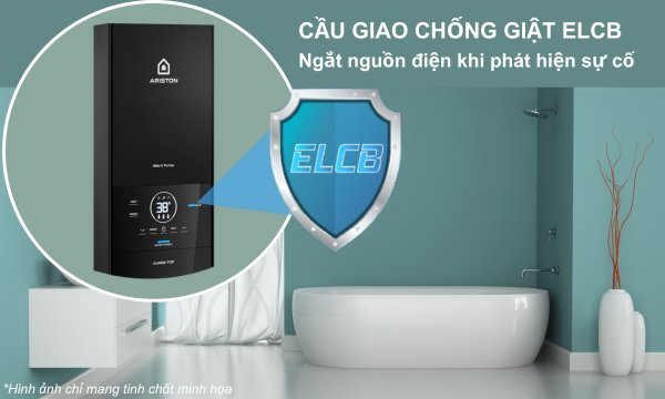Máy nước nóng Ariston AURES Top 4.5P Cầu giao chống giật ELCB ngắt nguồn điện