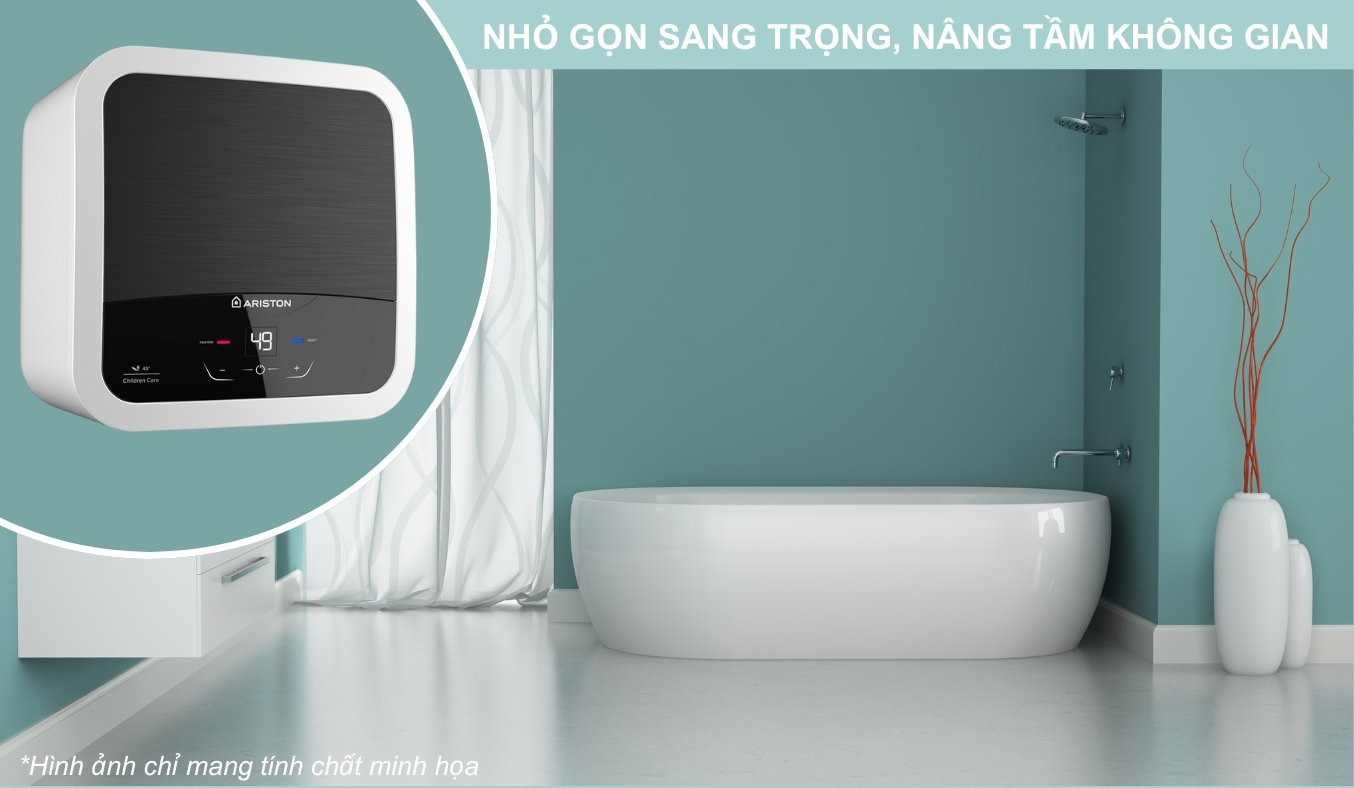 Máy nước nóng Ariston AURES EASY 3.5 Thiết kế nhỏ gọn sang trọng