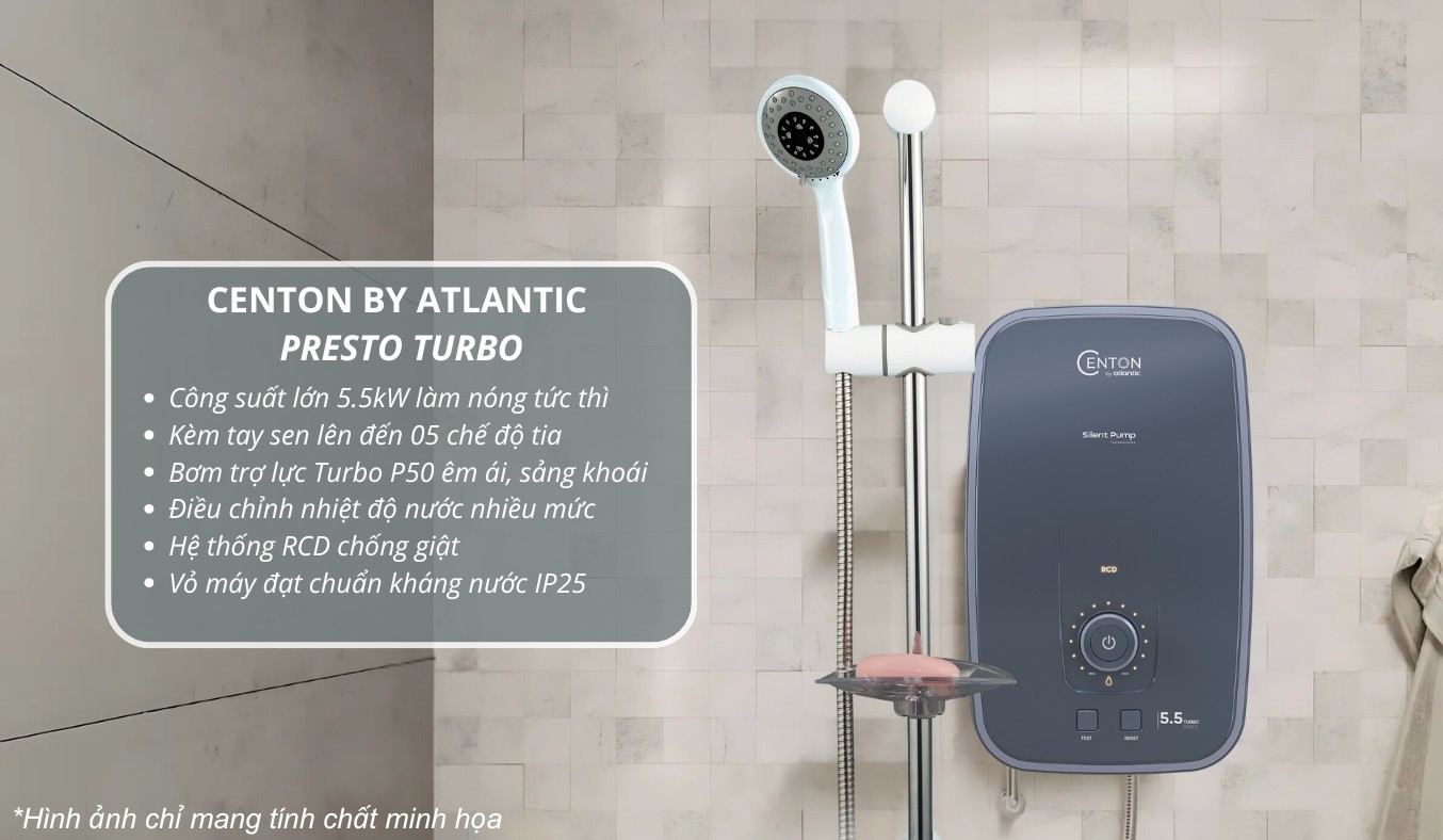 Máy nước nóng trực tiếp Centon by Atlantic Presto Turbo EIWH P M-N3 5.5kW