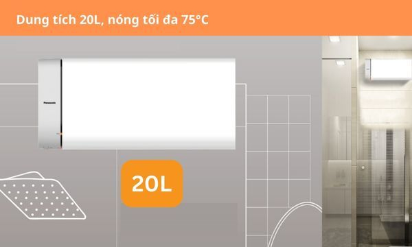 Máy nước nóng Panasonic DH-20HBM - khả năng làm nóng lên đến 75 độ C