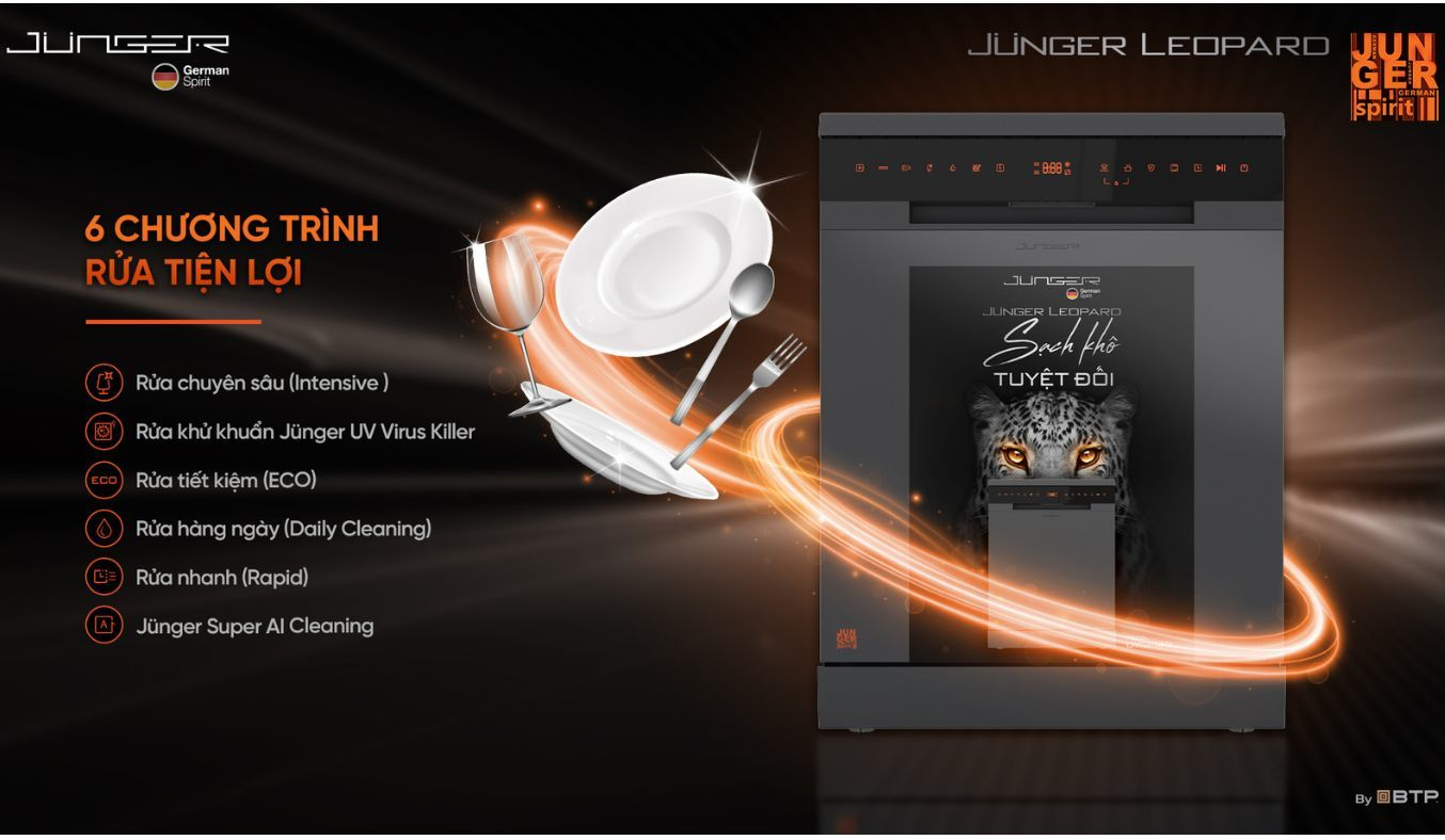 Máy rửa chén Junger DWJ-143 - đa dạng chương trình rửa