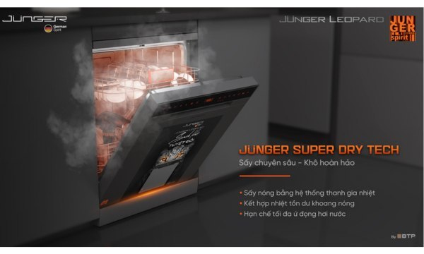 Máy rửa chén Junger DWJ-143 Công nghệ sấy khô hoàn hảo Junger Super Dry Tech