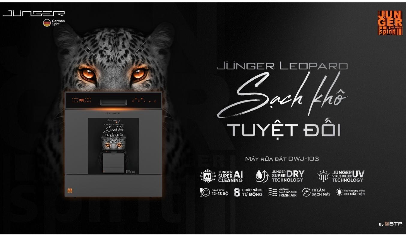 Máy rửa chén Junger - Màn hình LED rõ nét