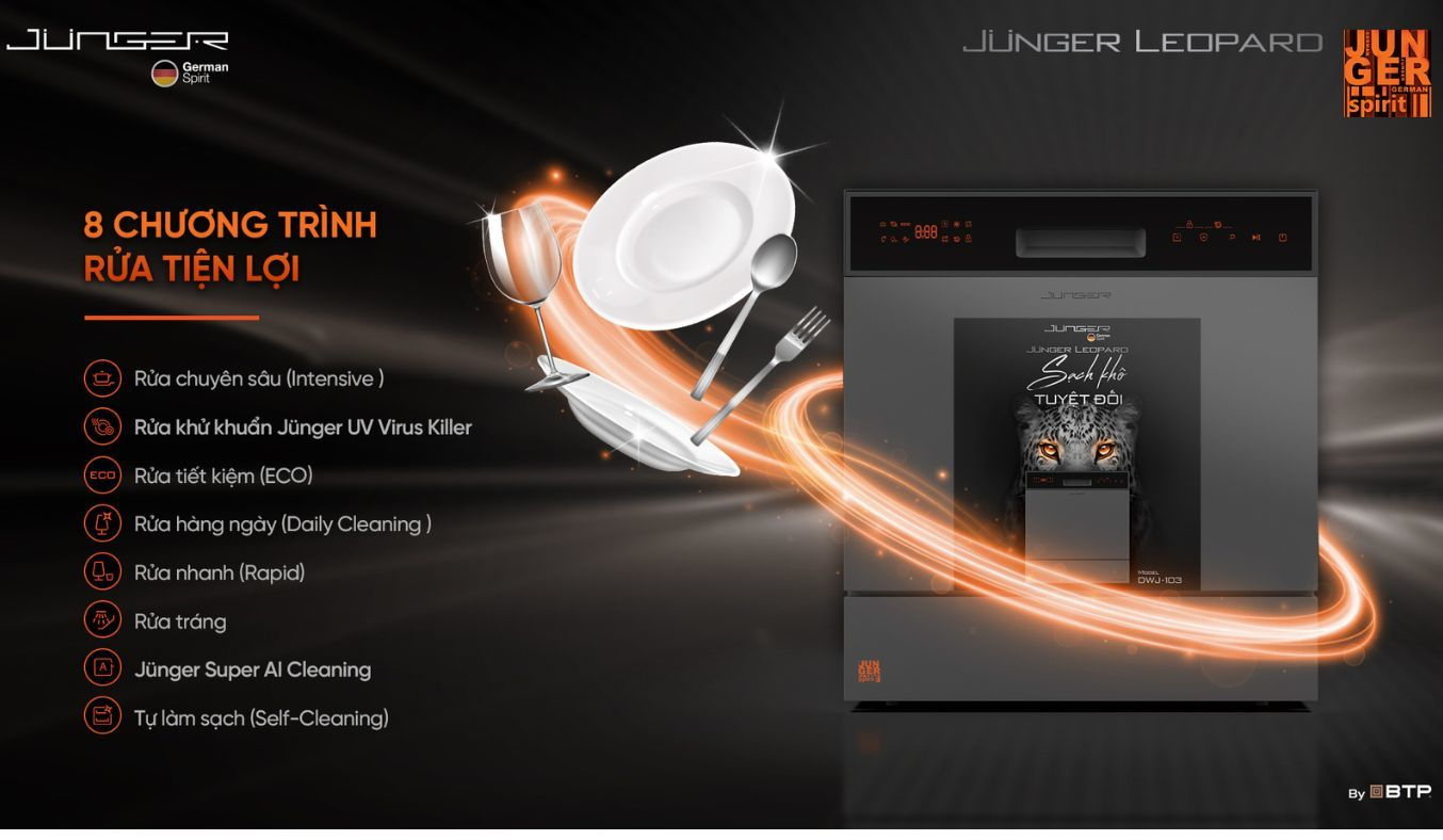 Máy rửa chén Junger - đa dạng chương trình rửa