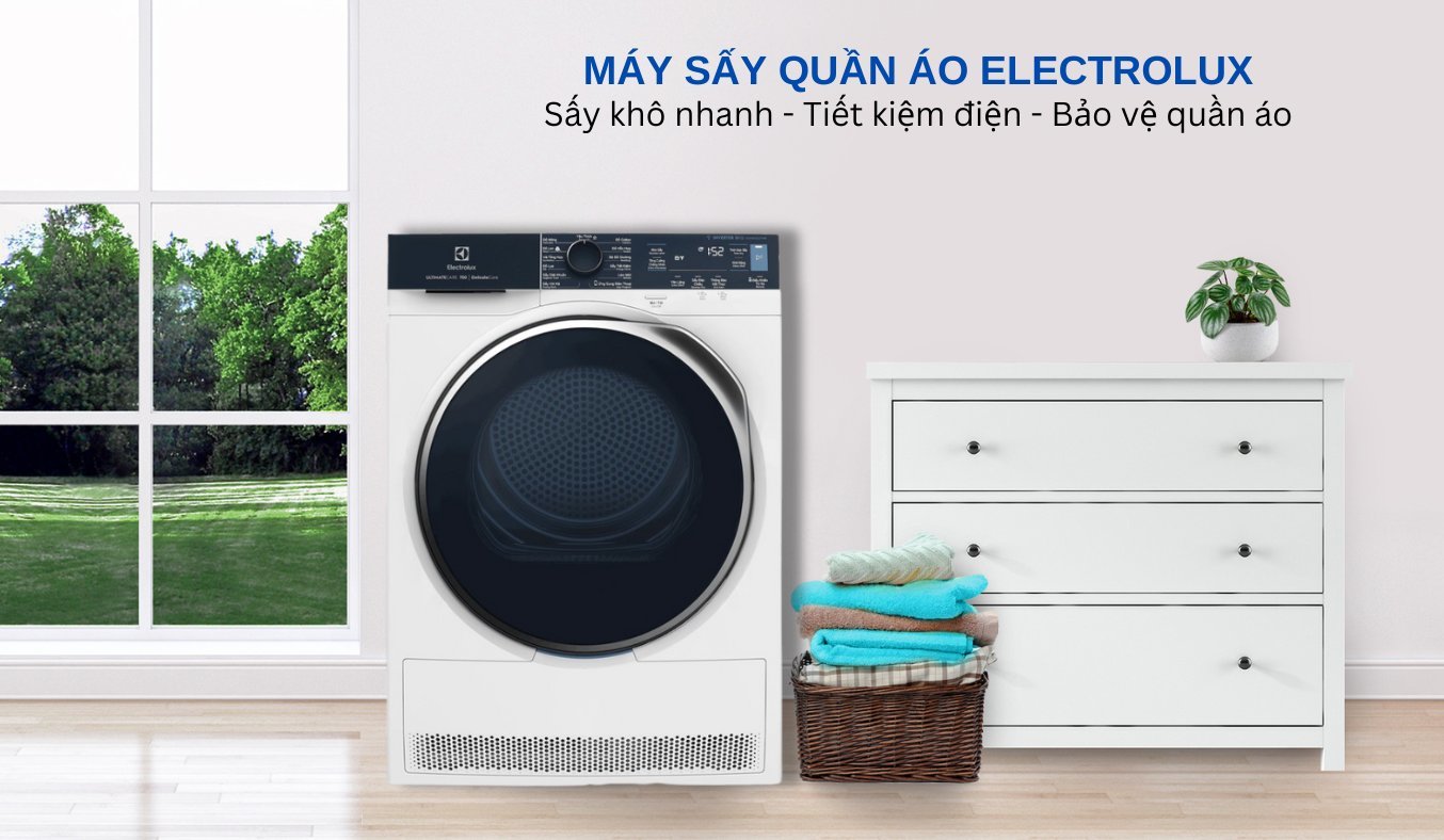 Máy sấy quần áo Electrolux Inverter 8 kg EDH803Q7WB thiết kế cửa trước