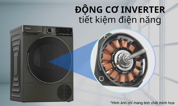 Máy sấy quần áo Hitachi Inverter 10 kg TD-100XFVEM