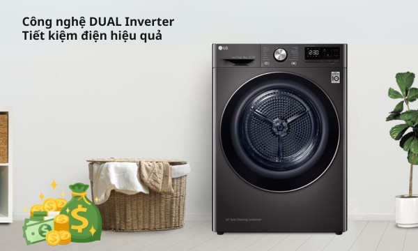 Máy sấy quần áo LG Inverter 9 kg DVHP09B Công nghệ Inverter