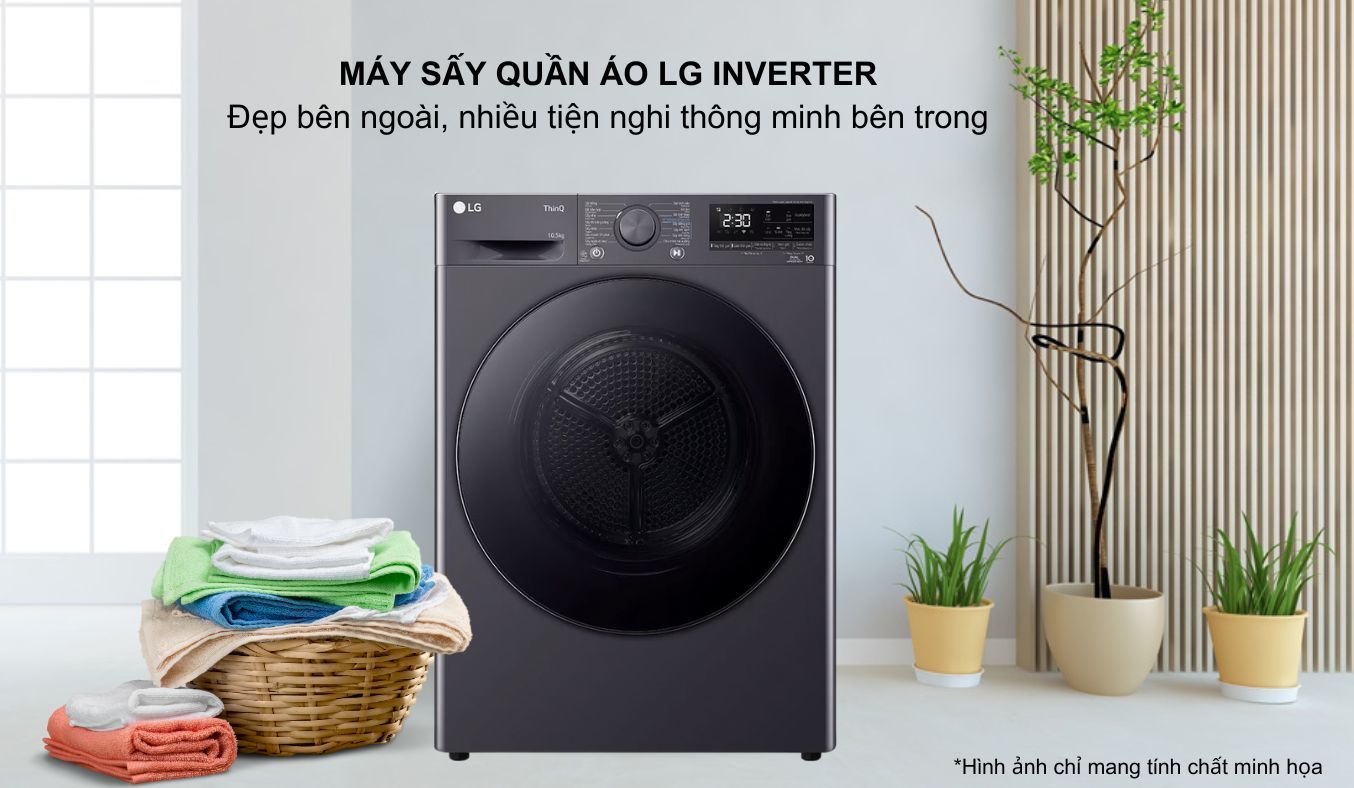 Máy sấy quần áo LG Inverter 10.5 kg DVHP50M thiết kế cửa trước