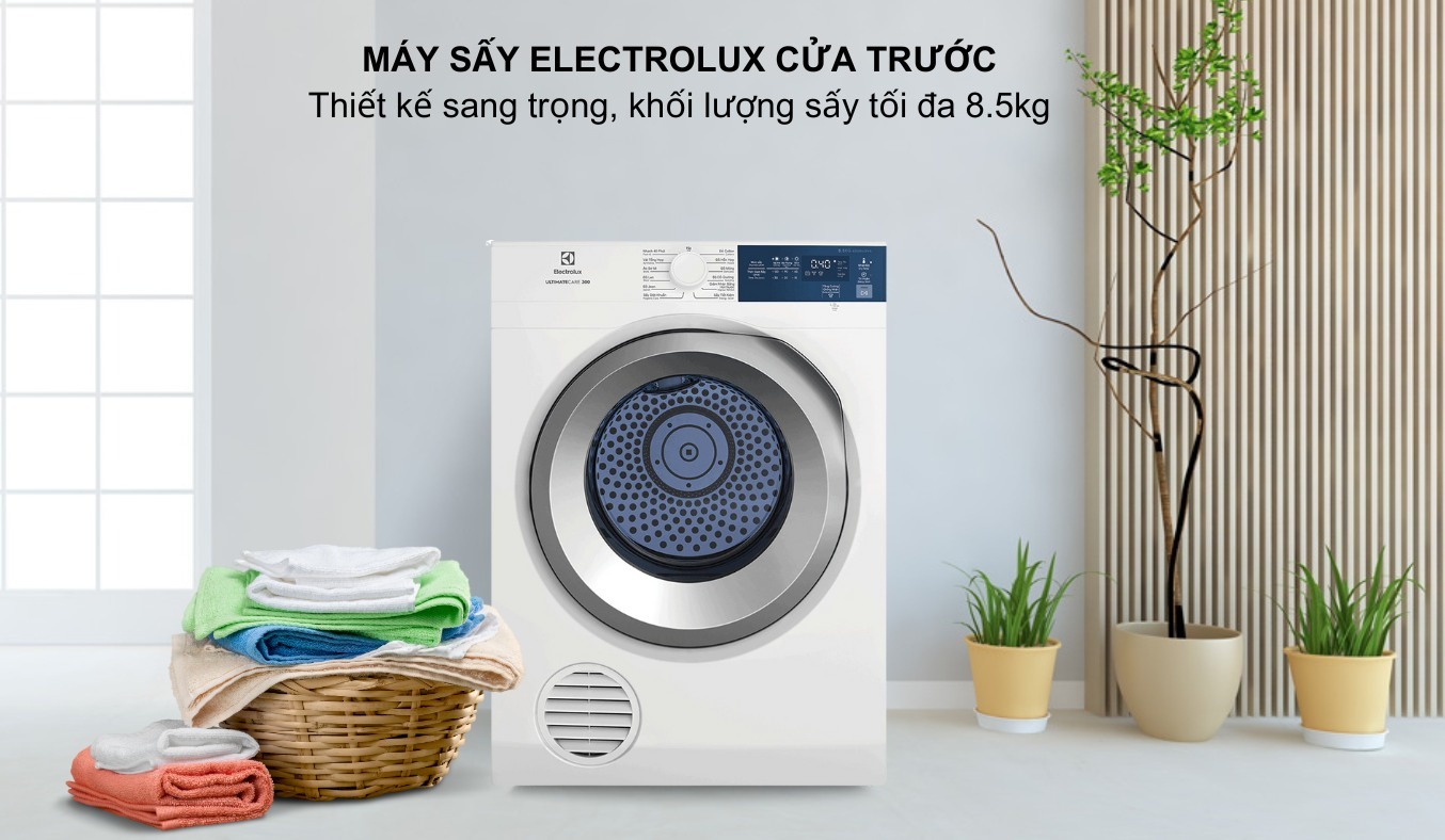 Máy sấy quần áo Electrolux 8.5 kg EDS854J3WB thiết kế cửa trước