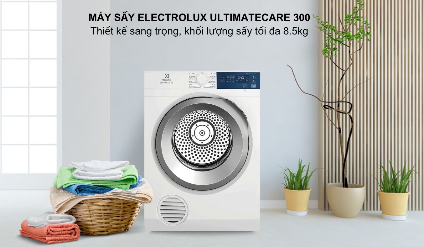 Máy sấy quần áo Electrolux 8.5 kg EDV854J3WB thiết kế cửa trước