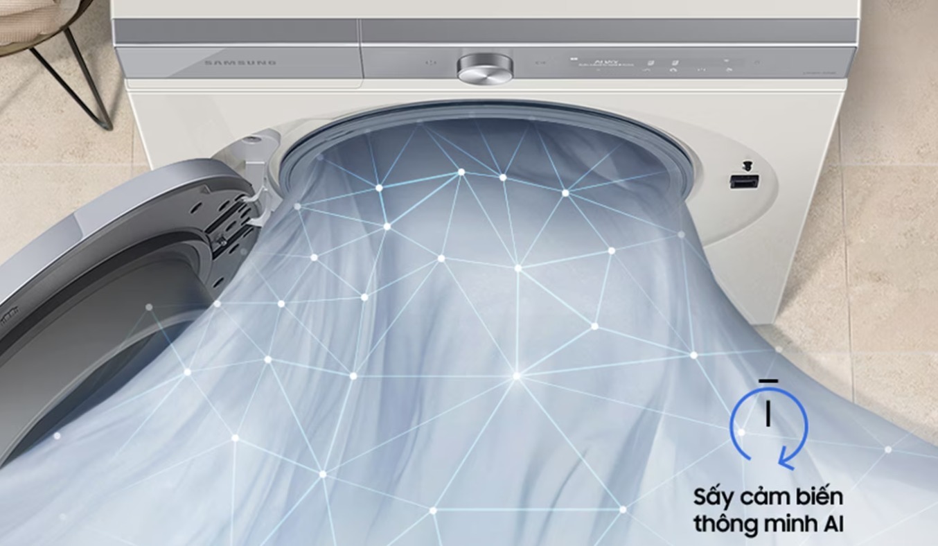 Máy sấy bơm nhiệt Samsung Inverter 9 kg DV90BB9440GHSV - Sấy cảm biến thông minh AI Dry