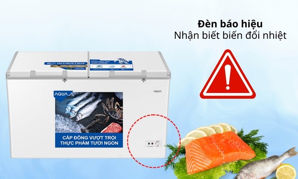 Tủ đông Aqua Inverter 319 lít AQF-C4201E đền báo biến đổi nhiệt độ