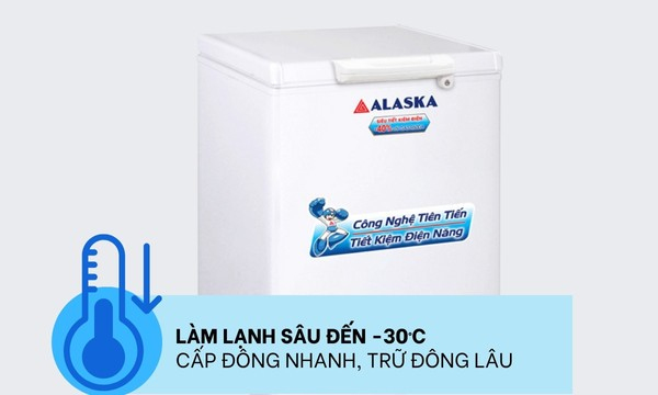 Tủ đông Alaska 150 lít BD-150 Làm lạnh đến nhiệt độ âm 30 độ C