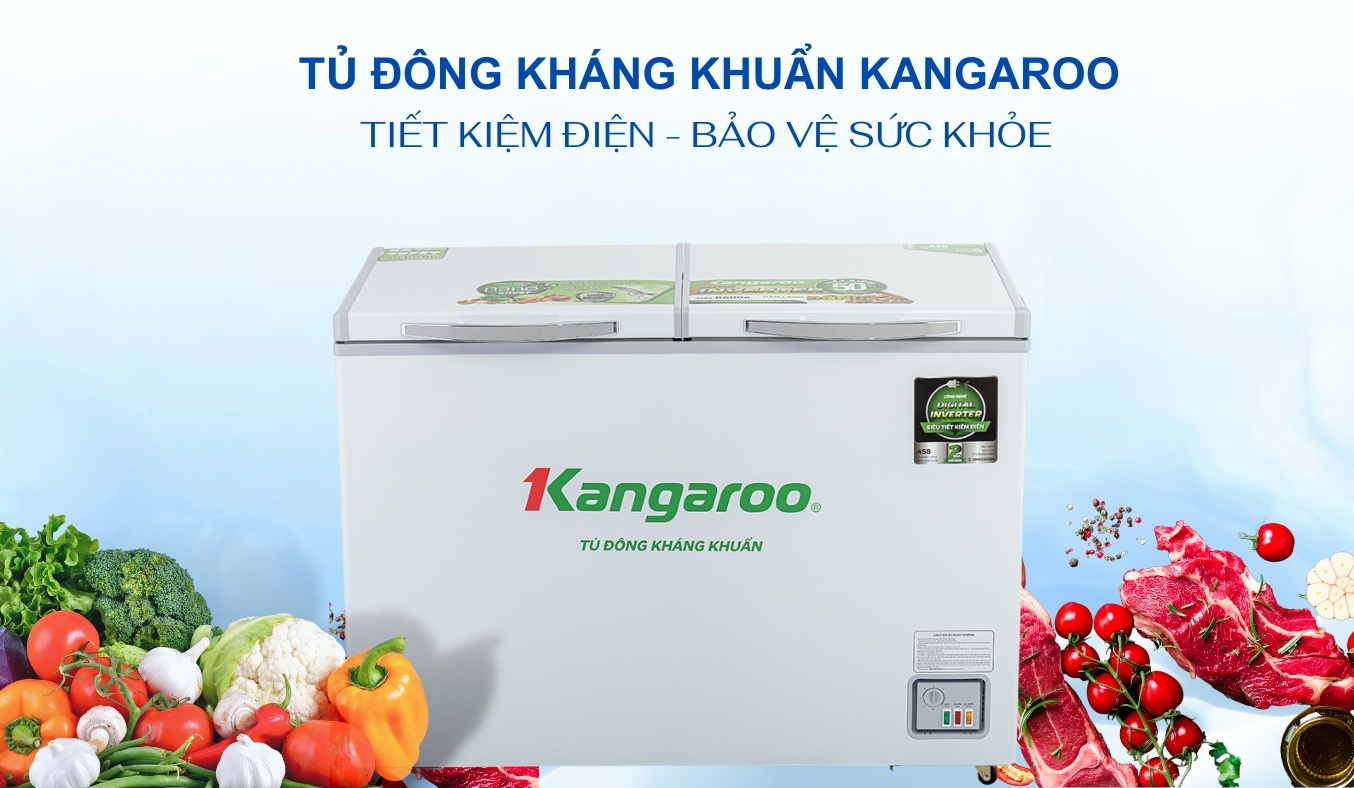 Tủ đông kháng khuẩn Kangaroo 286 lít KGFZ399IC1 sang trọng, tủ đông dung tích lớn