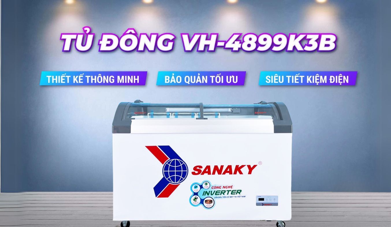 Tủ đông Sanaky Inverter 350 lít VH-4899K3B sang trọng, nhỏ gọn 