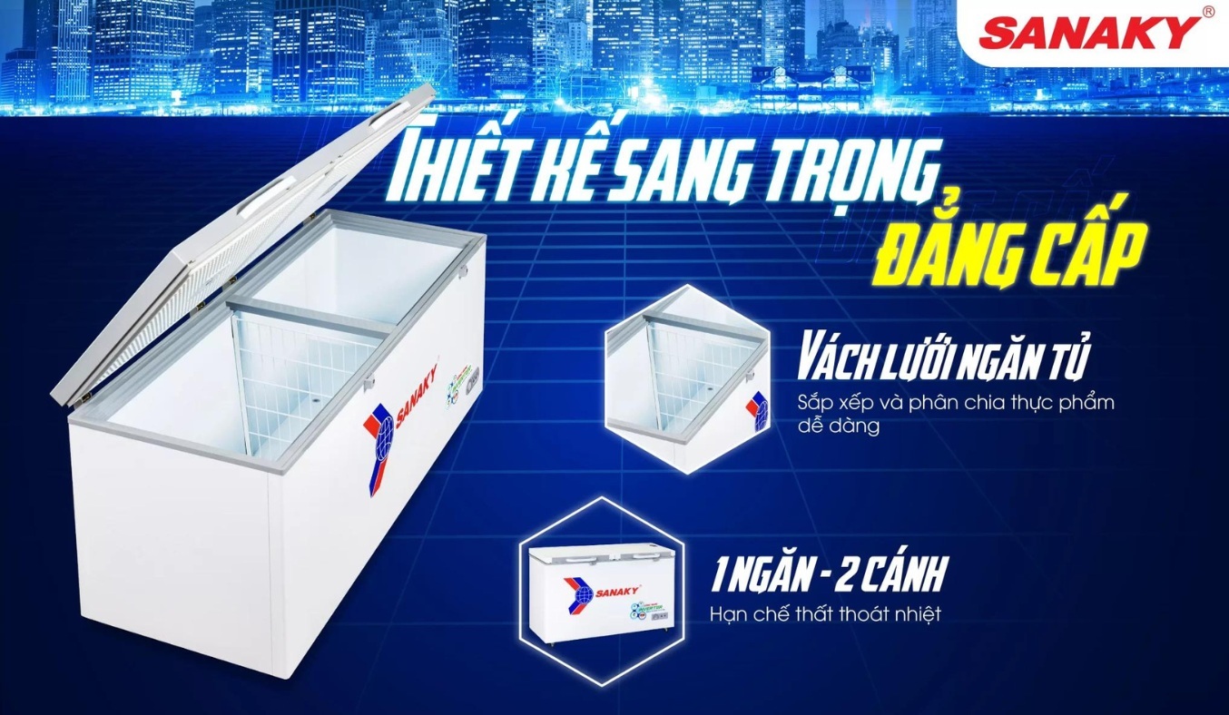 Tủ đông Sanaky Inverter 410 lít VH-5699HY4K sang trọng, nhỏ gọn