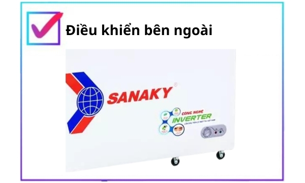 Tủ đông Sanaky Inverter 485 lít VH-6699W4K núm điều khiển bên ngoài