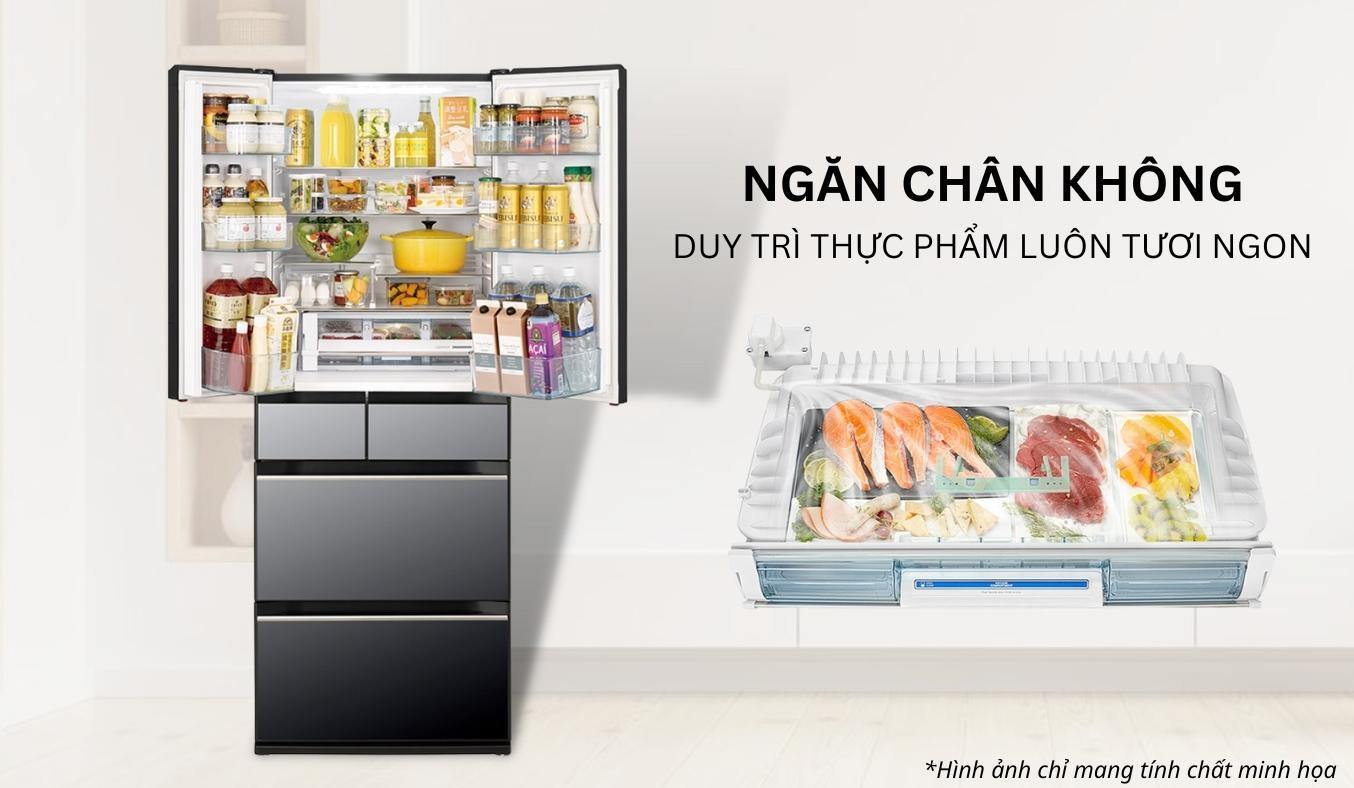 Tủ lạnh Hitachi Inverter 617 lít R-HW620RV XK ngăn chân không cấp đông mềm