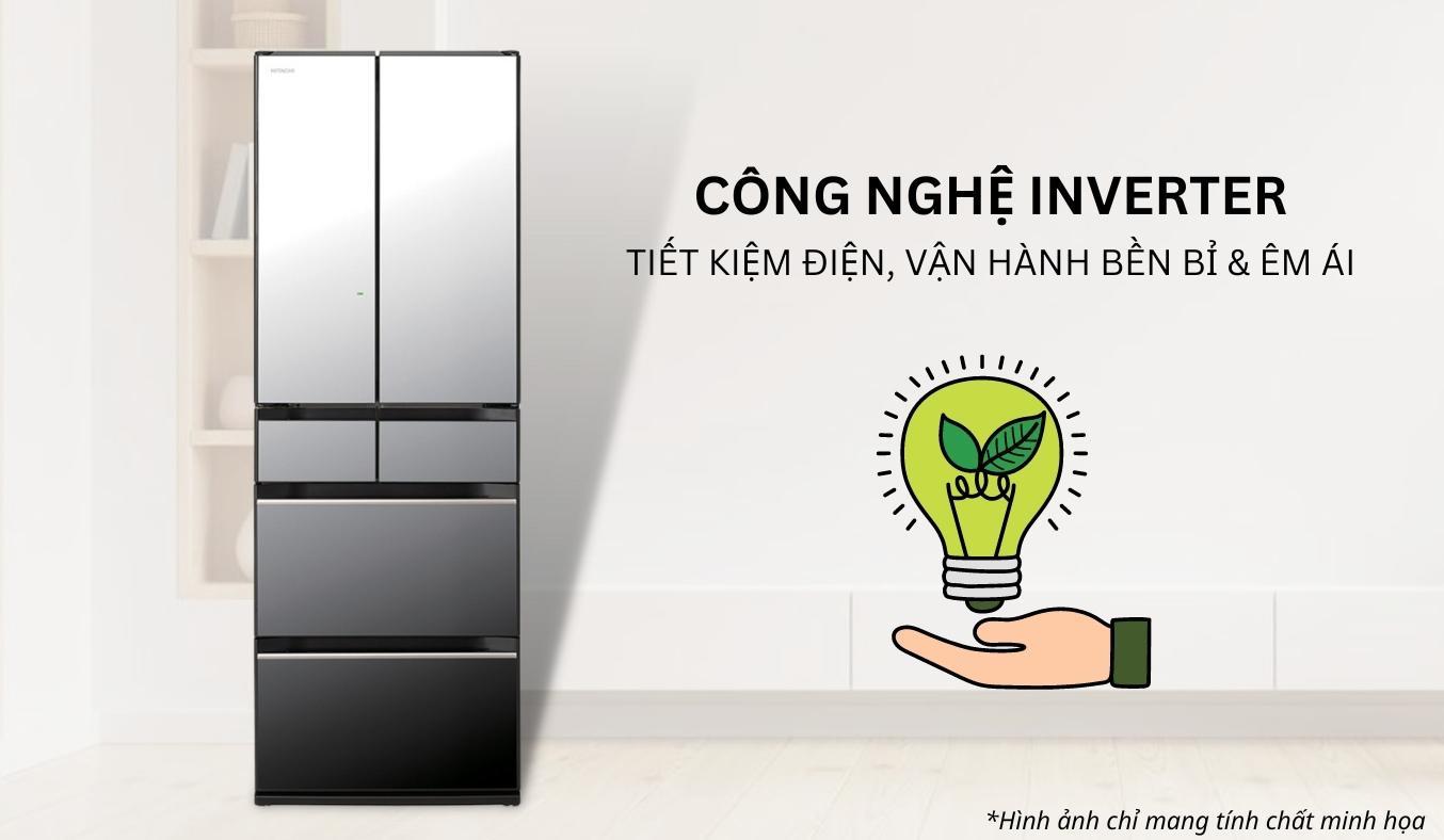 Tủ lạnh Hitachi Inverter 617 lít R-HW620RV XK công nghệ inverter tiết kiệm điện