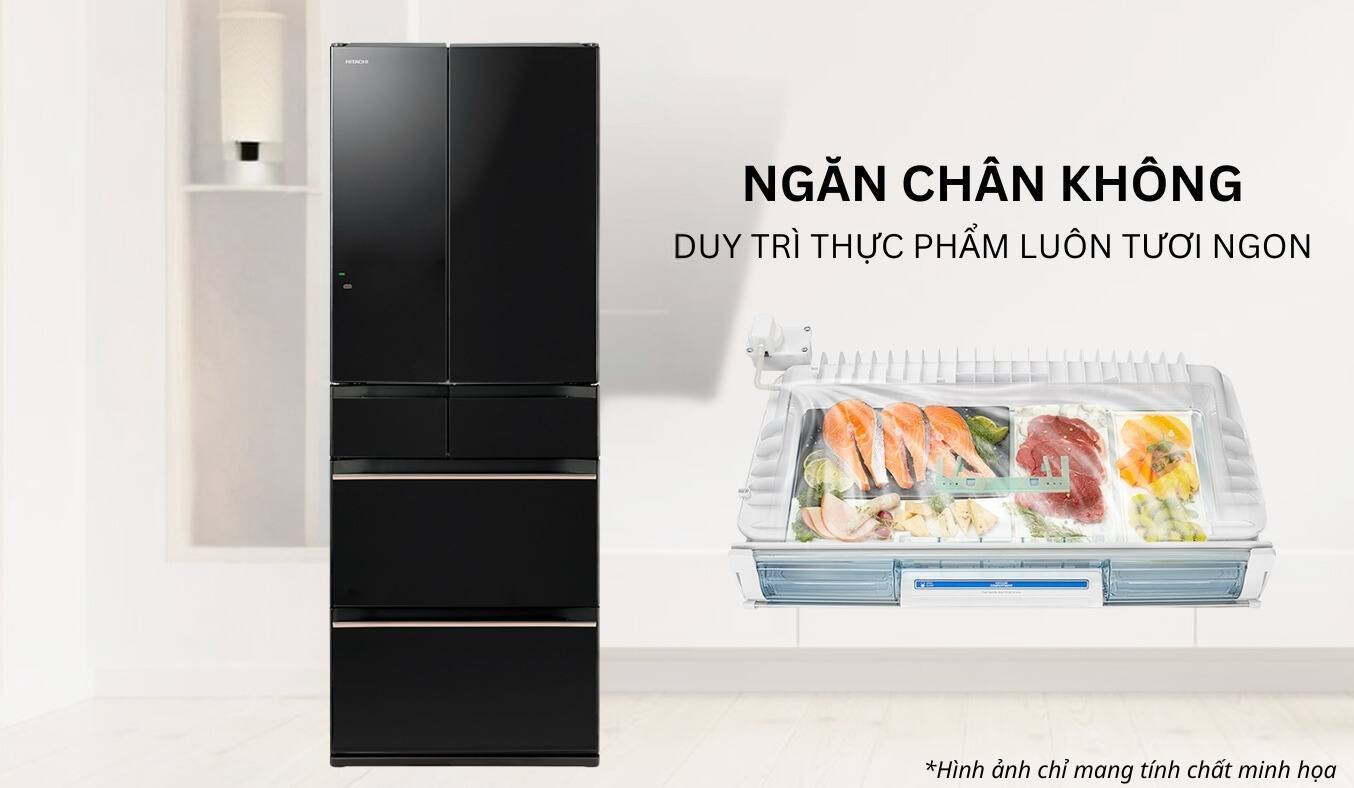 Tủ lạnh Hitachi Inverter 617 lít R-HW620RV XKK ngăn chân không cấp đông mềm