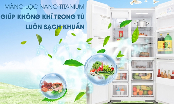 Tủ lạnh Hitachi Inverter 584 lít R-M700GPGV2 (GS) Màng lọc nano Titanium