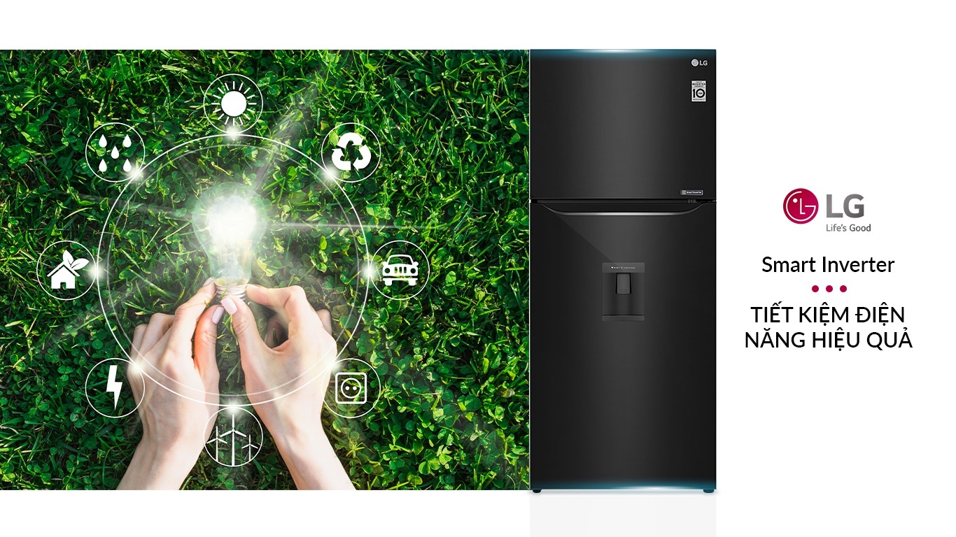 Tủ lạnh LG Inverter 393 lít GN-D422BL tiết kiệm điện năng