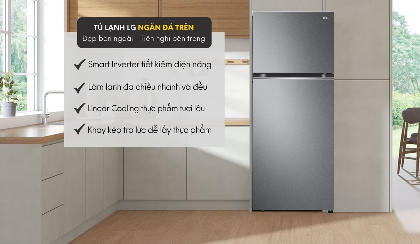 Tủ lạnh LG Inverter 374 lít GN-D372PS tủ lạnh cho 2 - 3 người