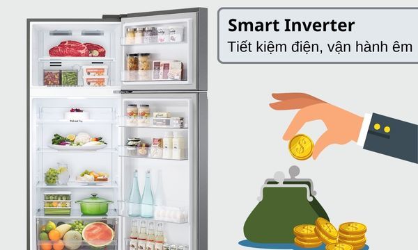 Tủ lạnh LG Inverter 374 lít GN-D372PS Công nghệ Smart Inverter