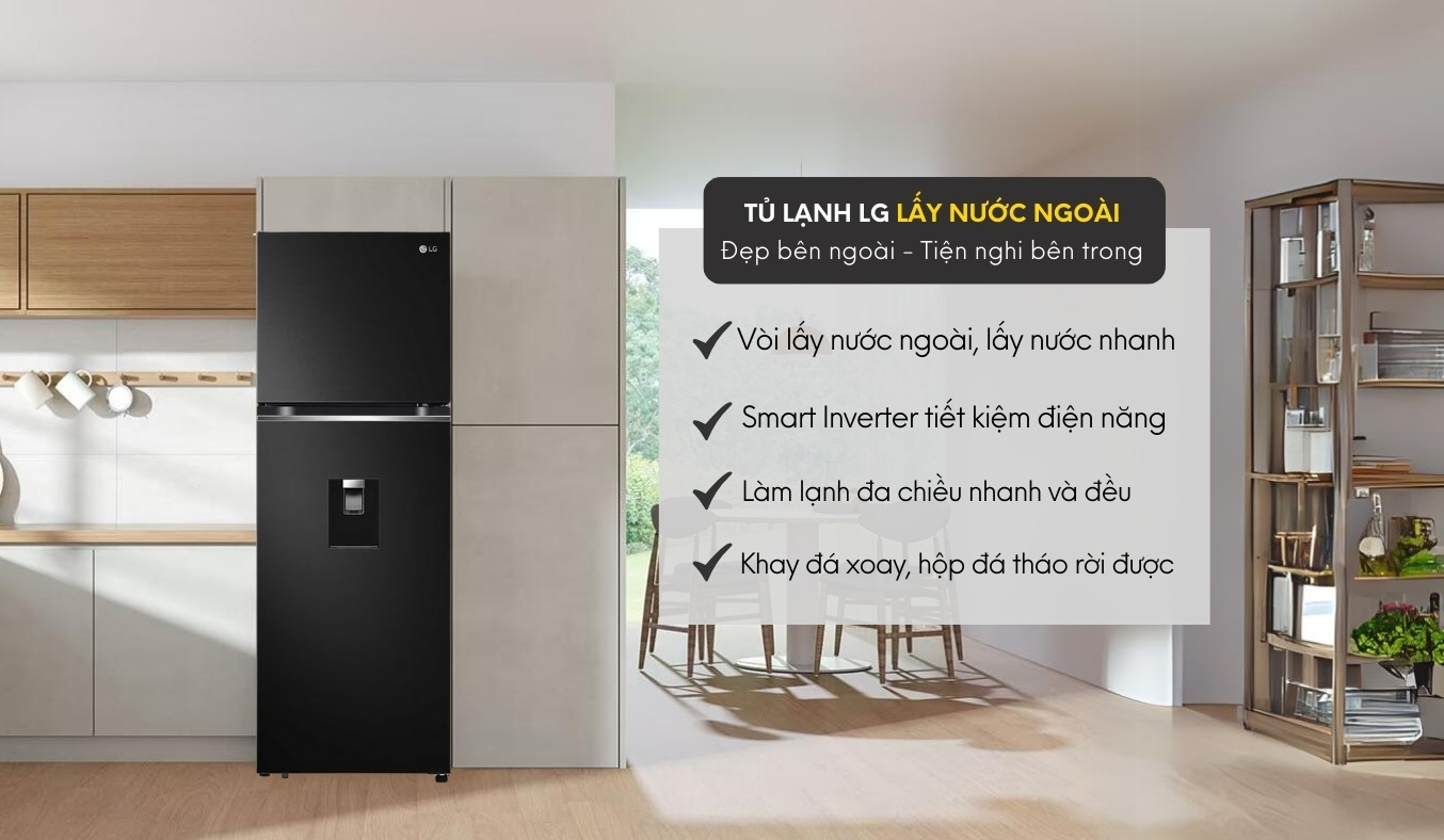 Tủ lạnh LG Inverter 334 lít GN-D332BL tủ lạnh cho 3 - 4 người