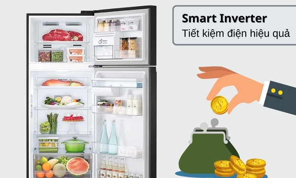 Tủ lạnh LG Inverter 374 lít GN-D372BLA công nghệ smart inverter giúp tiết kiệm điện năng
