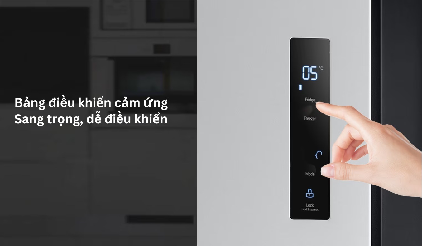 Tủ lạnh LG Inverter 519 lít GR-B256BL Bảng điều khiển màn hình LED cảm ứng bên ngoài