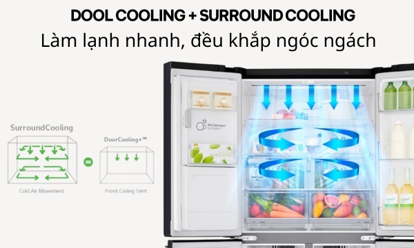 Tủ lạnh LG Inverter 494 lít GR-D22MBI công nghệ DoorCooling™