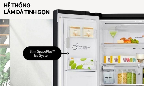 Tủ lạnh LG Inverter 496 lít GR-X22MBI Hệ thống làm đá tinh gọn Slim SpacePlus™
