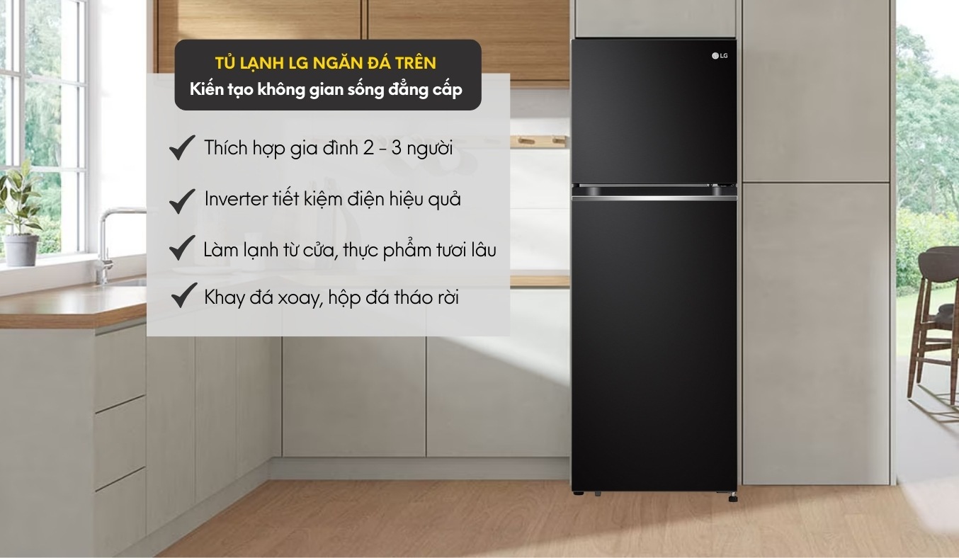 Tủ lạnh LG Inverter 243 lít GV-B242BL tủ lạnh cho 2 - 3 người