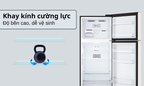 Tủ lạnh LG Inverter 374 lít GN-D372PS Khay kính cường lực bền chắc, dễ vệ sinh