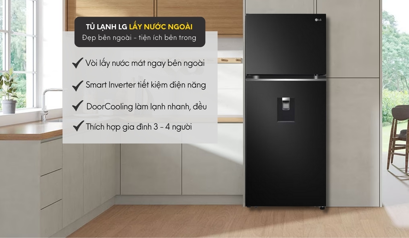 Tủ lạnh LG Inverter 374 lít GN-D372BL tủ lạnh cho 3 - 4 người