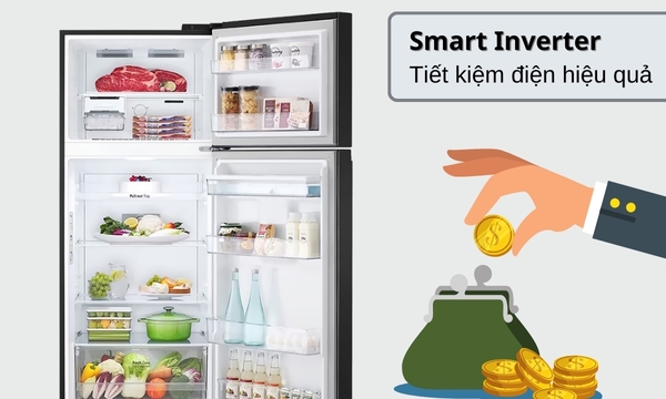 Tủ lạnh LG Inverter 374 lít GN-D372BL công nghệ smart inverter giúp tiết kiệm điện năng