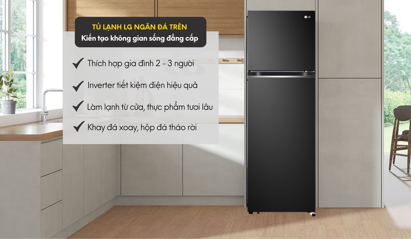 Tủ lạnh LG Inverter 266 lít GV-B262BL tủ lạnh cho 2 - 3 người