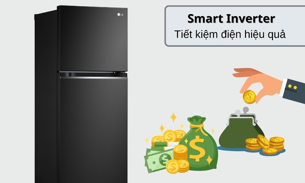 Tủ lạnh LG Inverter 266 lít GV-B262BL công nghệ smart inverter giúp tiết kiệm điện năng