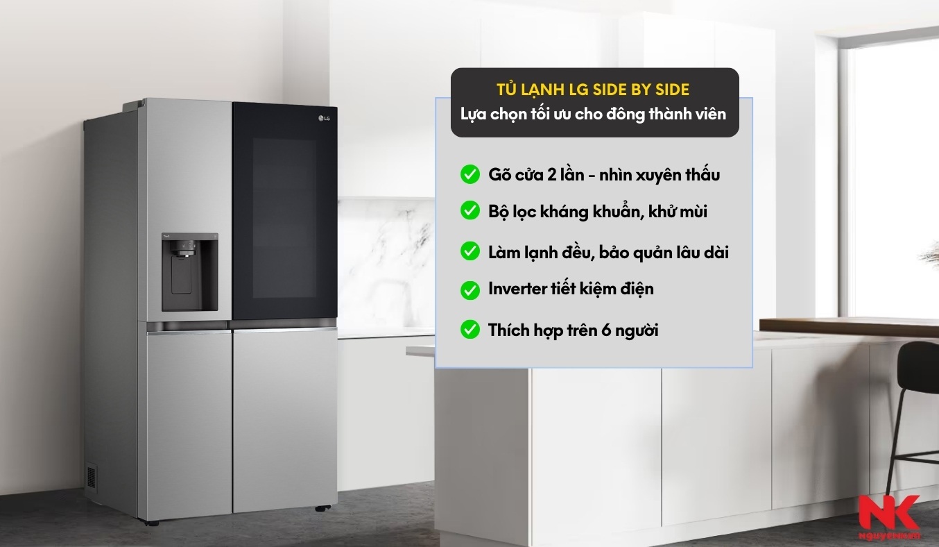 Tủ lạnh LG Inverter 635 lít GR-G257SV dung tích lớn